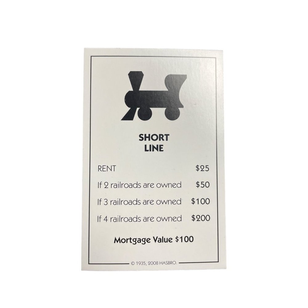 Monopoly Here Now Short Line Property Title Deed Card Replacement 2008 u